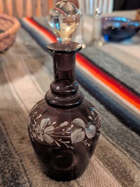 Hand-Painted Purple Glass Decanter with Stopper - Home Accents Decor